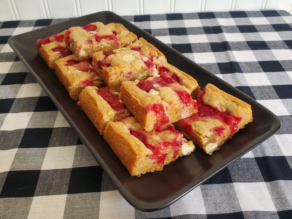 The Archaeologist Bakes - Raspberry White Chocolate Chip Blondies