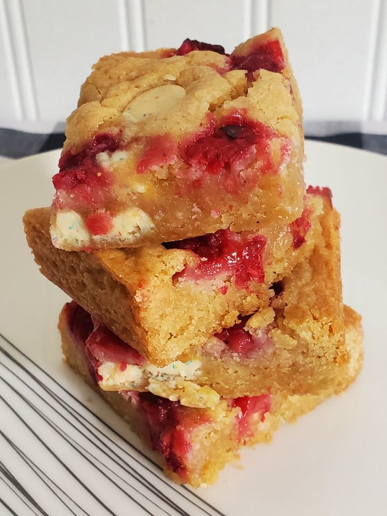 The Archaeologist Bakes - Raspberry White Chocolate Chip Blondies